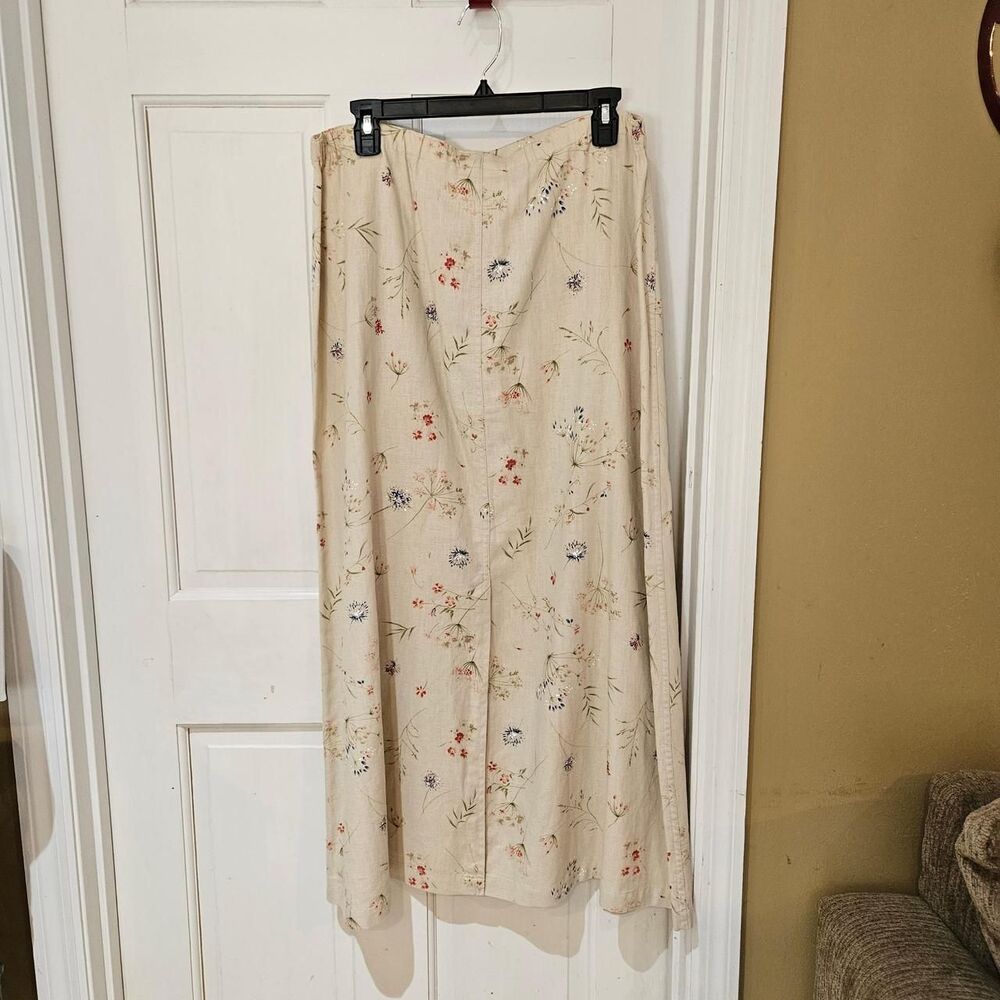 vintage cottagecore boho floral linen rayon blend maxi skirt - Picture 3 of 5